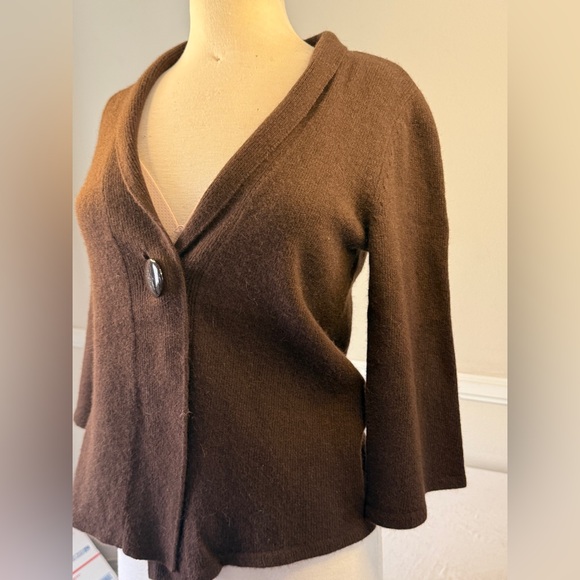 Unique Wool-Angora-Nylon Blend Single-Button Cardigan, Brown, Women’s M. Tweeds - Picture 3 of 9